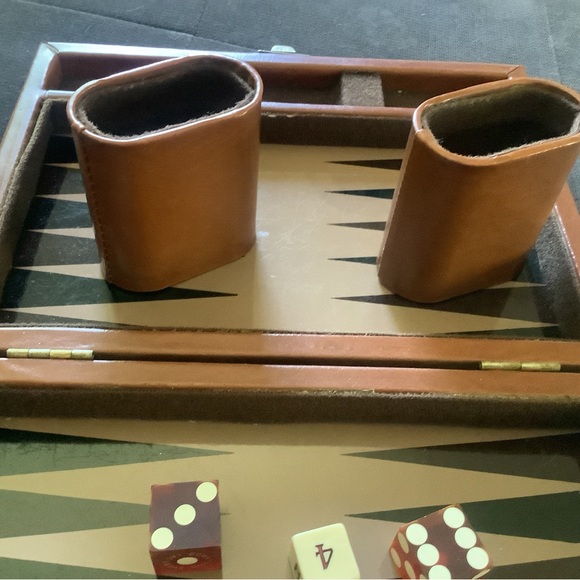 Vintage Travel Small Backgammon Magnetic Set Brown Leatherette Case See Photos - Picture 3 of 9